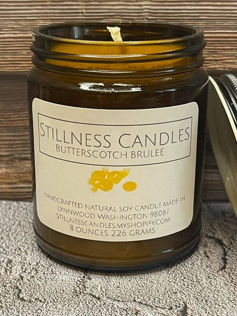 Butterscotch Natural Soy Candle 8 oz brown vessel