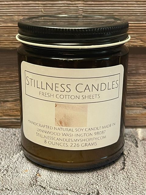 Fresh Cotton Sheets Natural Soy Candle 8 oz brown vessel