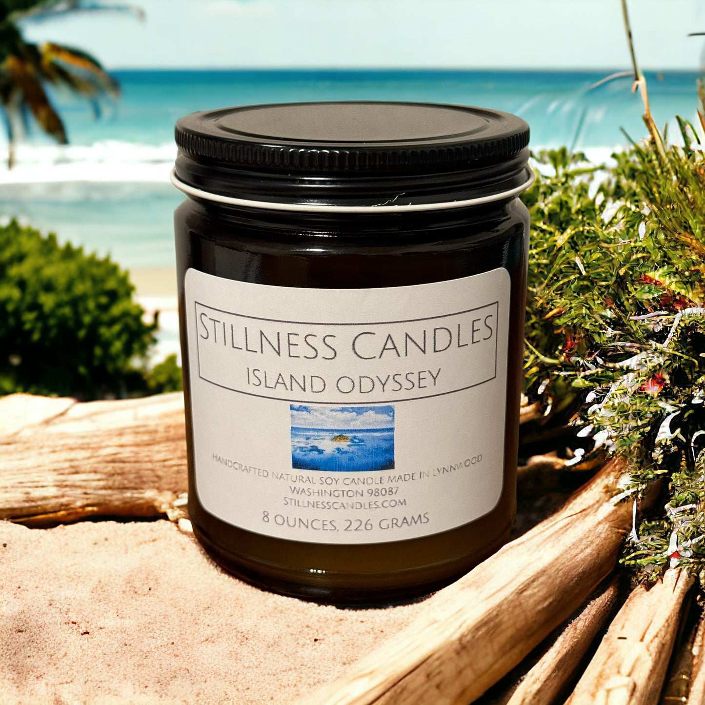 Island Odyssey Natural Soy Candle 8 oz Brown Vessel