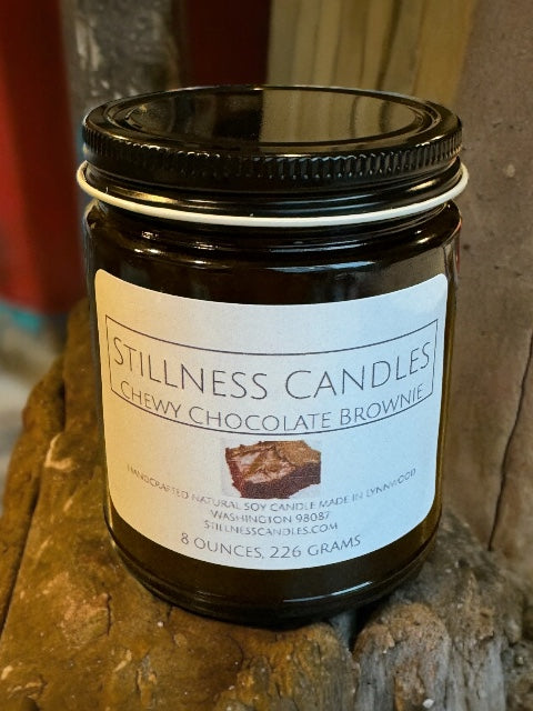 Chewy Chocolate Brownie Natural Soy Candle 8 oz brown vessel