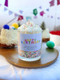 Happy Birthday Natural Soy Candle 8 oz clear vessel with wooden lid