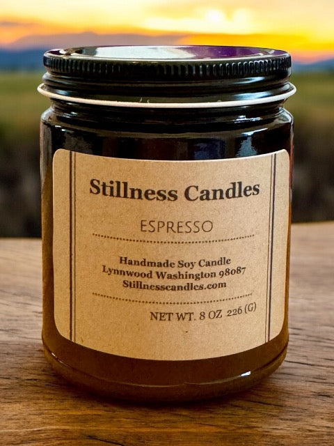 Espresso Natural Soy Candle 8 oz Brown vessel