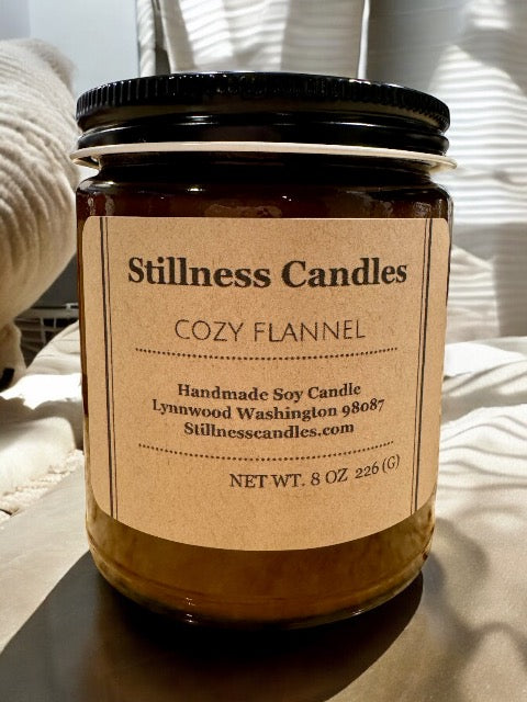 Cozy Flannel Natural Soy Candle 8 oz Brown Vessel