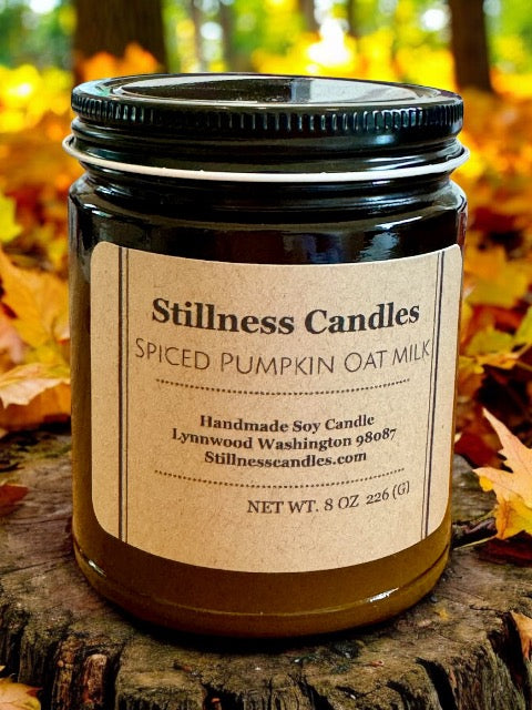 Spiced Pumpkin Oat Milk Natural Soy Candle 8 oz brown vessel