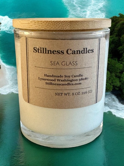 Sea Glass Natural Soy Candle 8oz clear