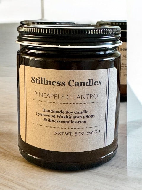 Pineapple Cilantro Natural Soy Candle 8 oz brown vessel