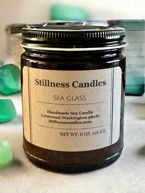 Sea Glass Natural Soy Candle 8 oz brown vessel