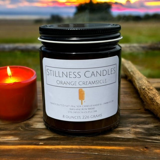 Orange Creamsicle Natural Soy Candle 8 oz brown vessel