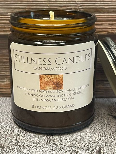 Sandalwood Natural Soy Candle 8 oz brown vessel